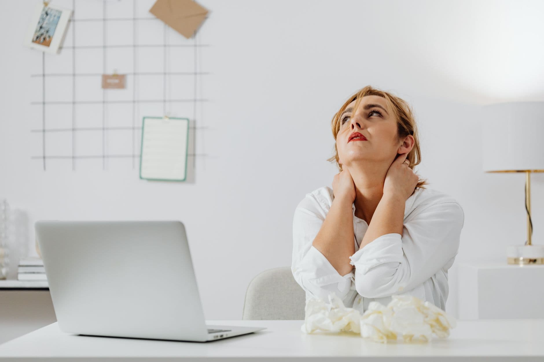 Neck & Shoulder Relief — a calm desk-wellness scene